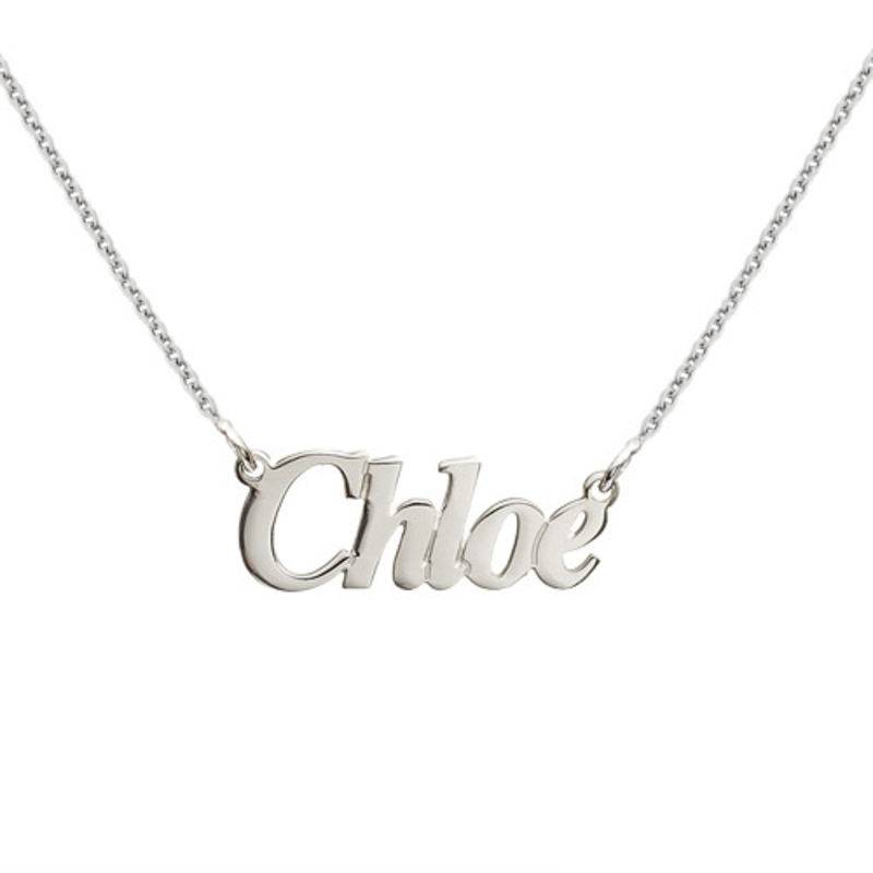 Small Angel Style Silver Name Necklace in Sterling Silver