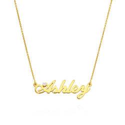 Hollywood Small Name Necklace in 18ct Gold Plating with 5 Points Carats Diamond product photo
