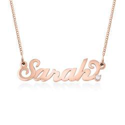 Small Carrie Name Necklace in 18k Rose Gold Plating with Diamond product photo