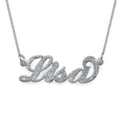 Sparkling Diamond-Cut Sterling Silver Carrie-Style Name Necklace product photo