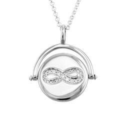 Spinning Infinity Pendant Necklace in Silver product photo