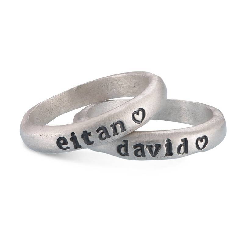 Stackable Engraved Ring with Names in Sterling Silver-6 Stackable Engraved Ring with Names in Sterling Silver-6 produkt billede