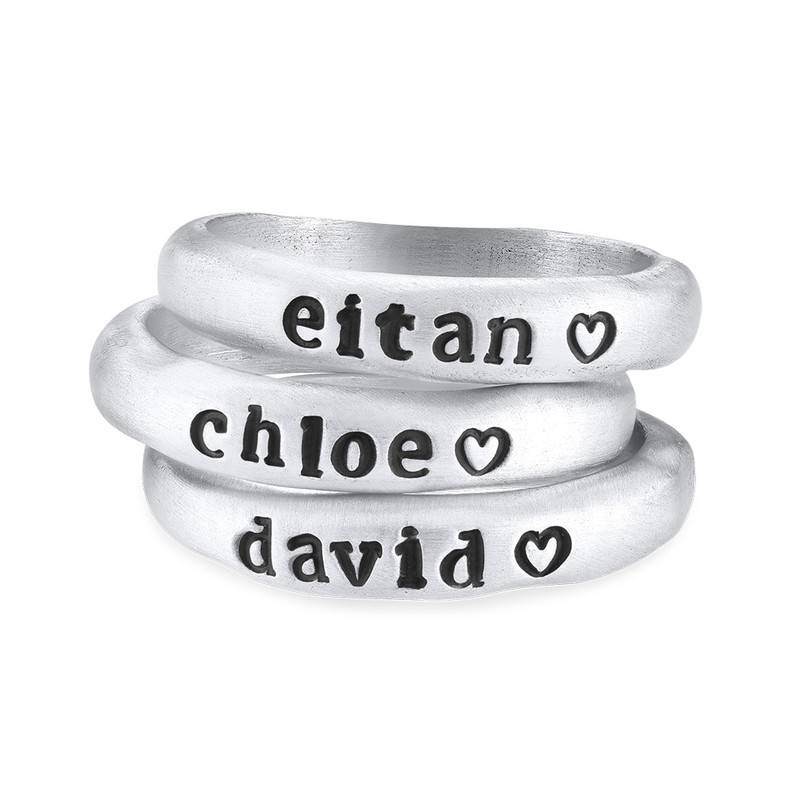 Stackable Engraved Ring with Names in Sterling Silver-2 Stackable Engraved Ring with Names in Sterling Silver-2 produkt billede