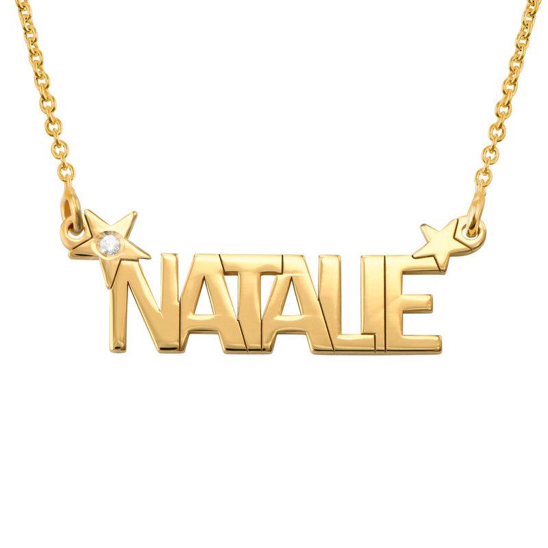 Star Name Necklace with Diamond in Gold Plating-2 product photo