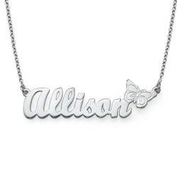 Sterling Silver Butterfly Name Necklace product photo