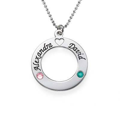 Sterling Silver Name Circle with Birthstones-1 product photo