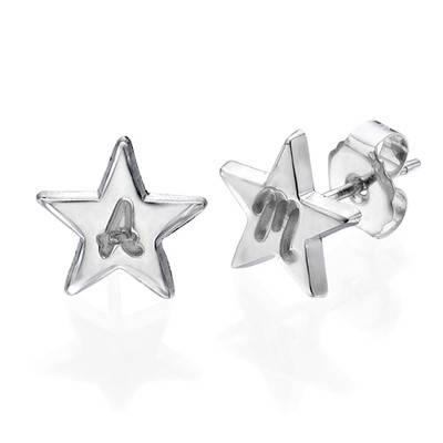 Stjerneøreringe med bogstaver i sølv-2 produkt billede