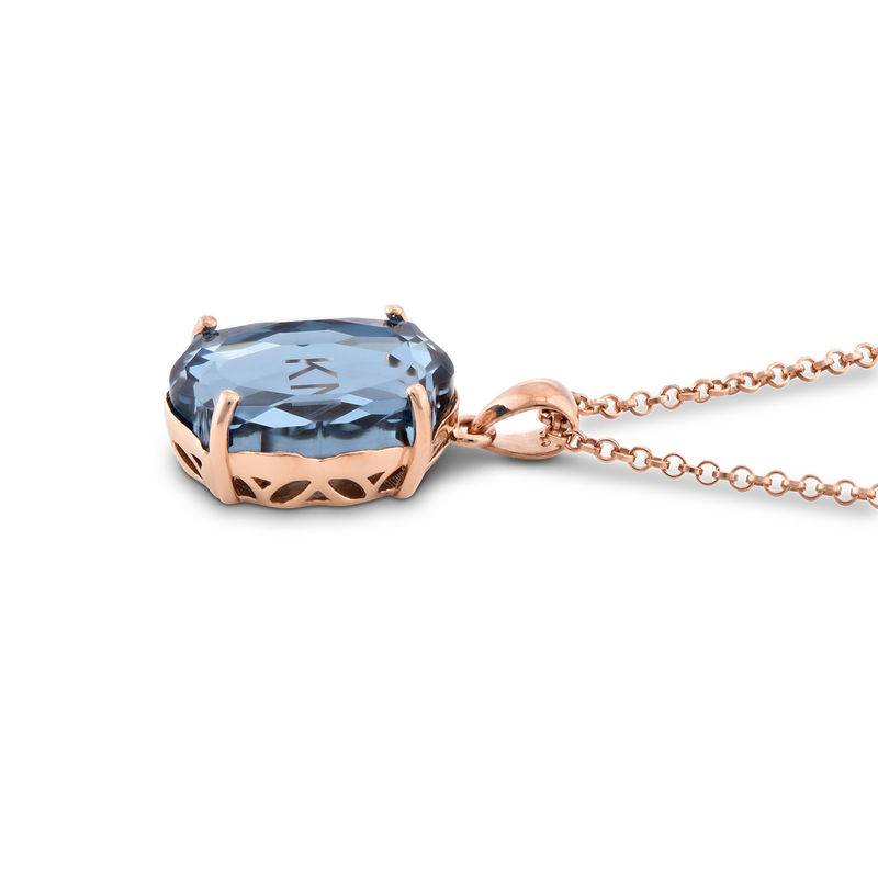 Stone Engraved Necklace in Rose Gold Plating