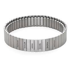 Bracelet extensible Homme avec gravures en acier inoxydable mat photo du produit