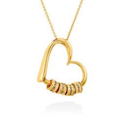 Charming Heart hjerte halskjede med graverte charms gullforgylt produktbilde