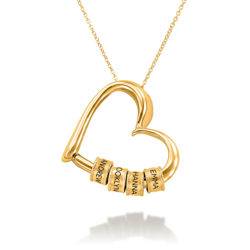 Charmerende hjertehalskæde med indgraverede charms i guld Vermeil produkt billede