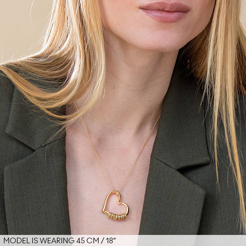 Charmerende hjertehalskæde med indgraverede charms i guld Vermeil-5 produkt billede