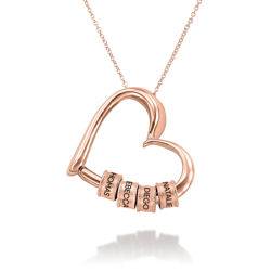 Collar Charming Heart con Perlas Grabadas Chapado en Oro Rosa 18K foto de producto