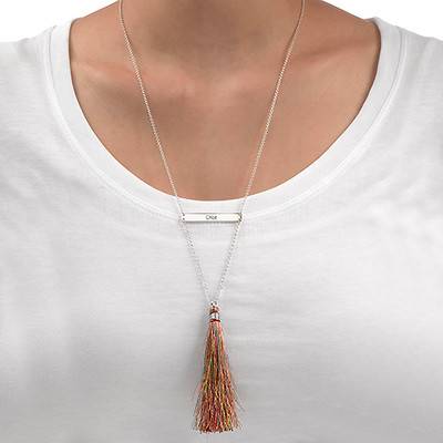 Tassel Jewelry - Engraved Bar Necklace