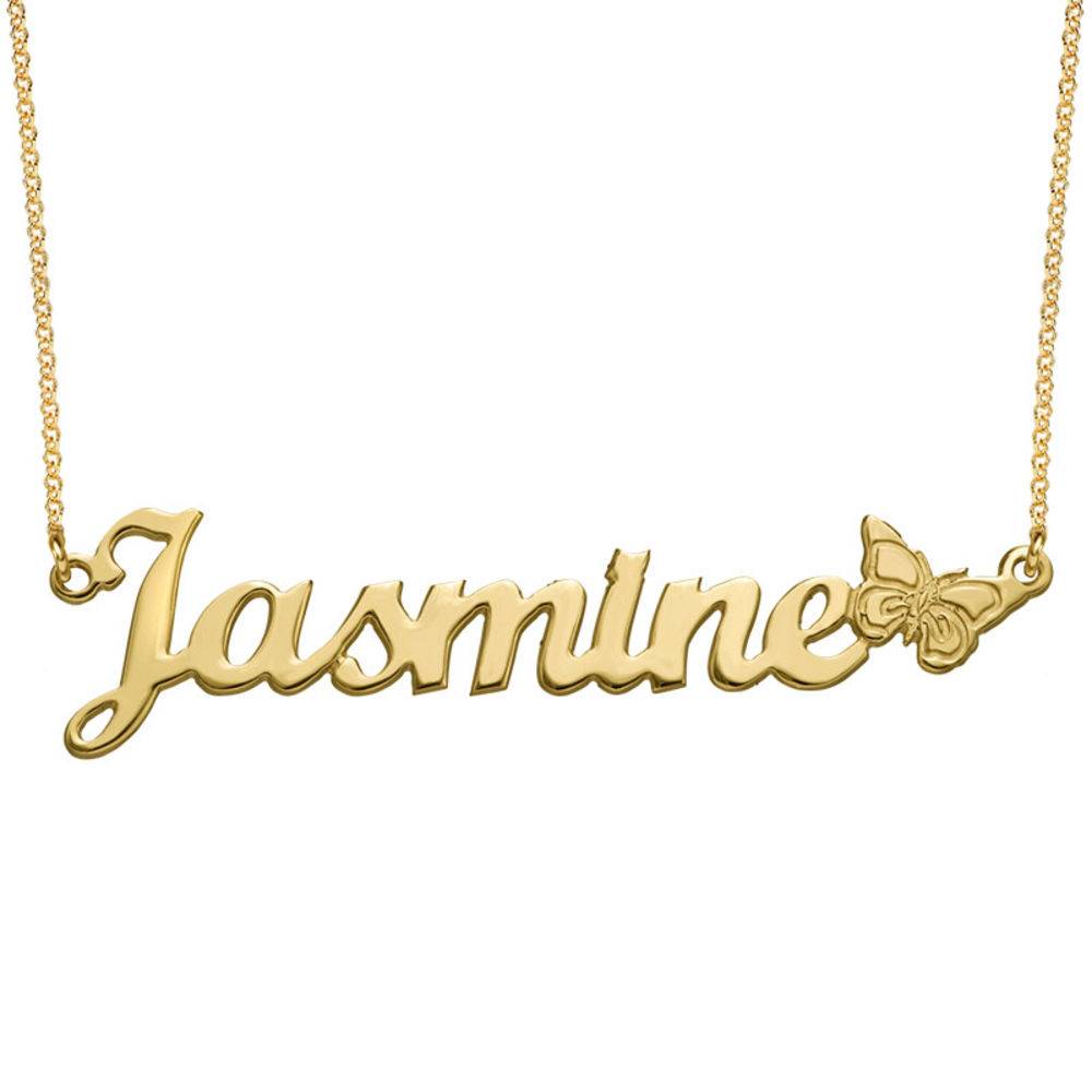 Teen's Butterfly Name Necklace with 18K Gold Plating