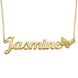 Teen's Butterfly Name Necklace with 18K Gold Plating product photo