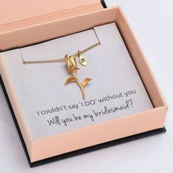 The Bridesmaid's Rose - Initial Charms Necklace in 18K Gold Plating product photo