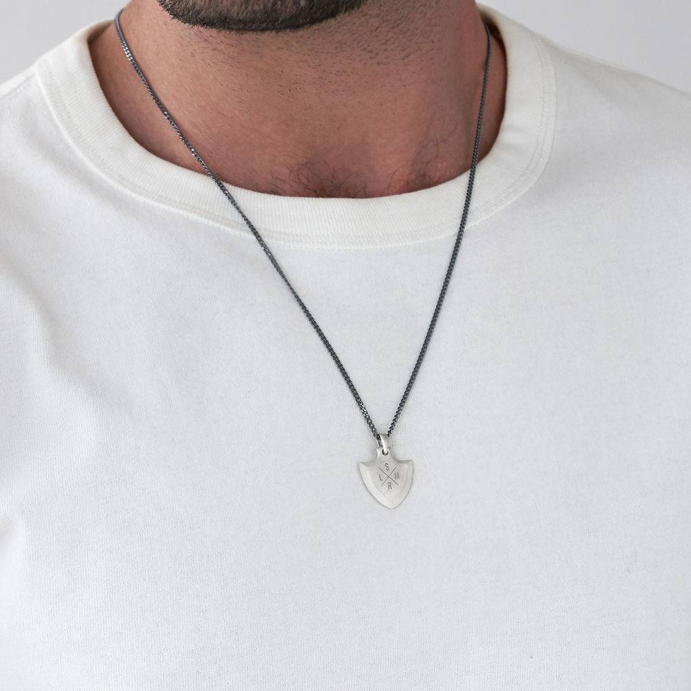 The Shield Men Necklace in Matte Sterling Silver