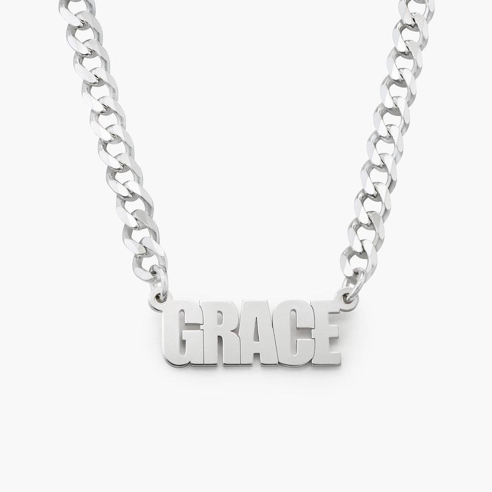 Thick Chain Name Necklace in Silver-3 produkt billede
