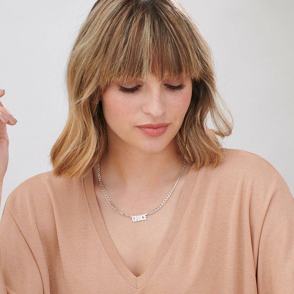 Thick Chain Name Necklace in Silver-4 produkt billede