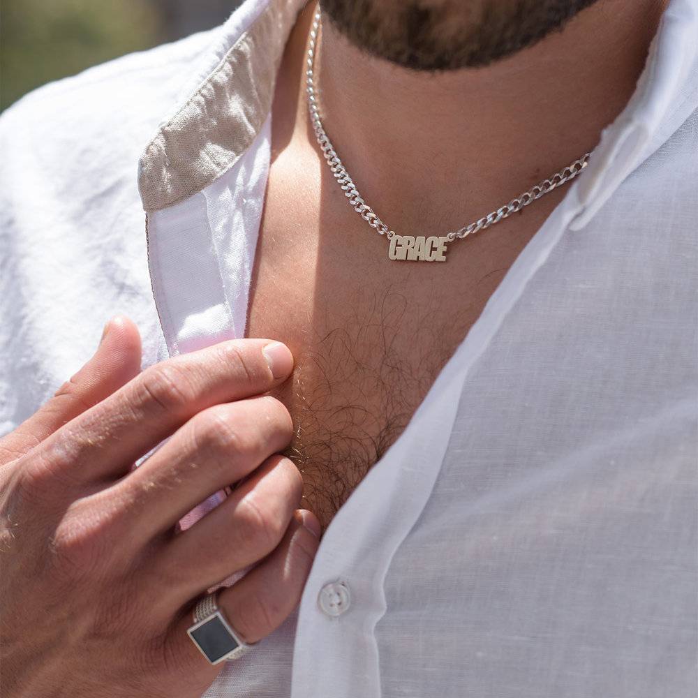 Thick Chain Name Necklace in Silver-5 produkt billede