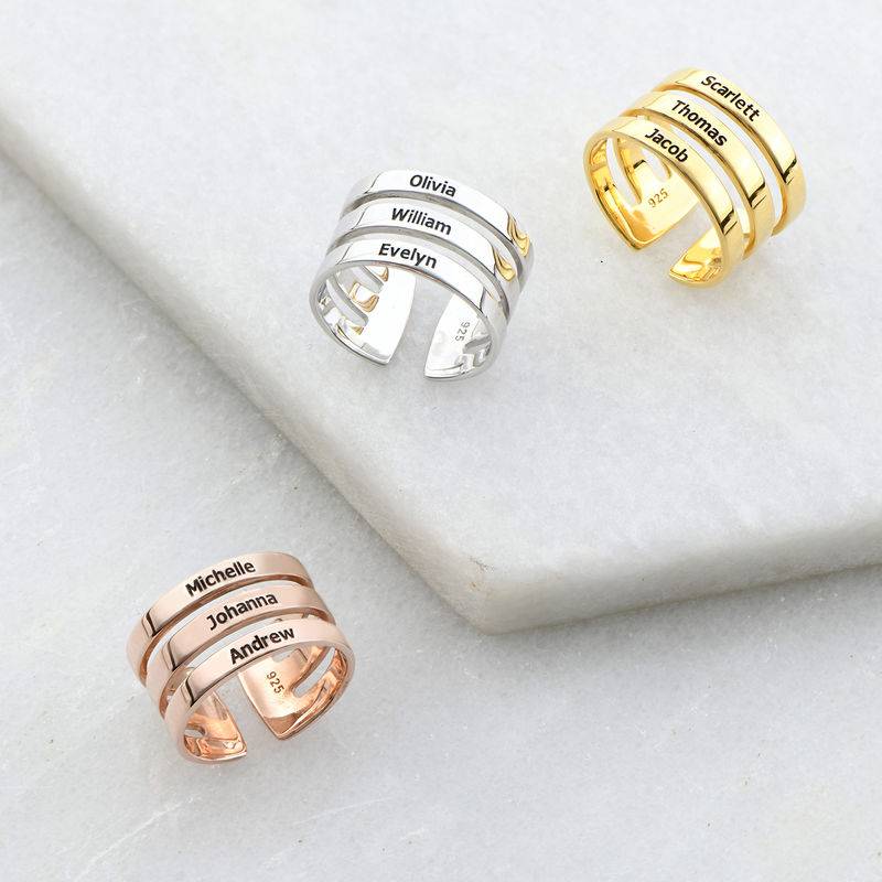 Three Name Ring with Gold Plating
