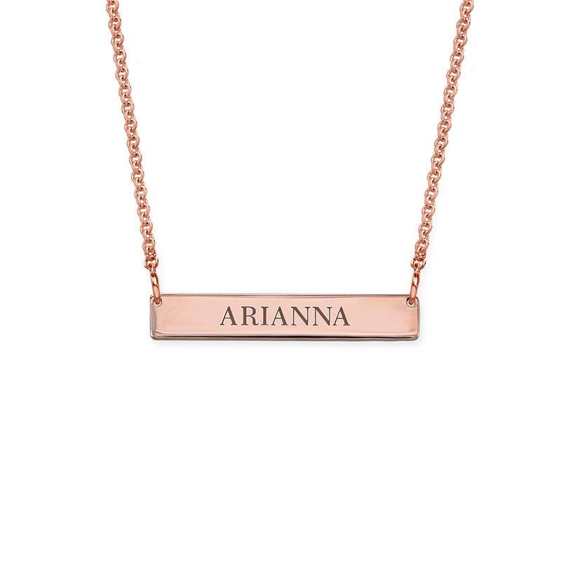 Tiny 18k Plated Rose Gold Bar Necklace with Engraving