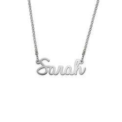 Tiny Personalised Cursive Name Necklace in Sterling Silver product photo