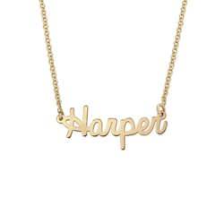 Tiny Personalised Jewellery - Cursive Name Necklace in 18ct Gold Plating product photo