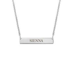 Tiny Sterling Silver Bar Necklace with Engraving for Teens product photo