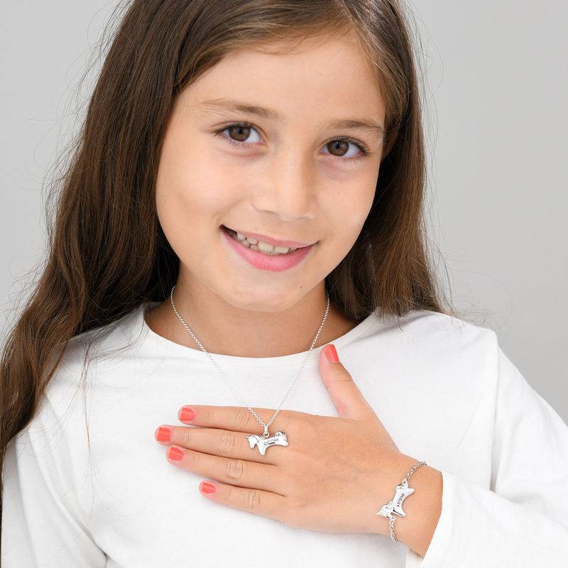FIVE-D Colgante con Cadena y Pendientes Infantiles de Cristal de Unicornio de Plata de Ley 925 en Estuche de joyería 
