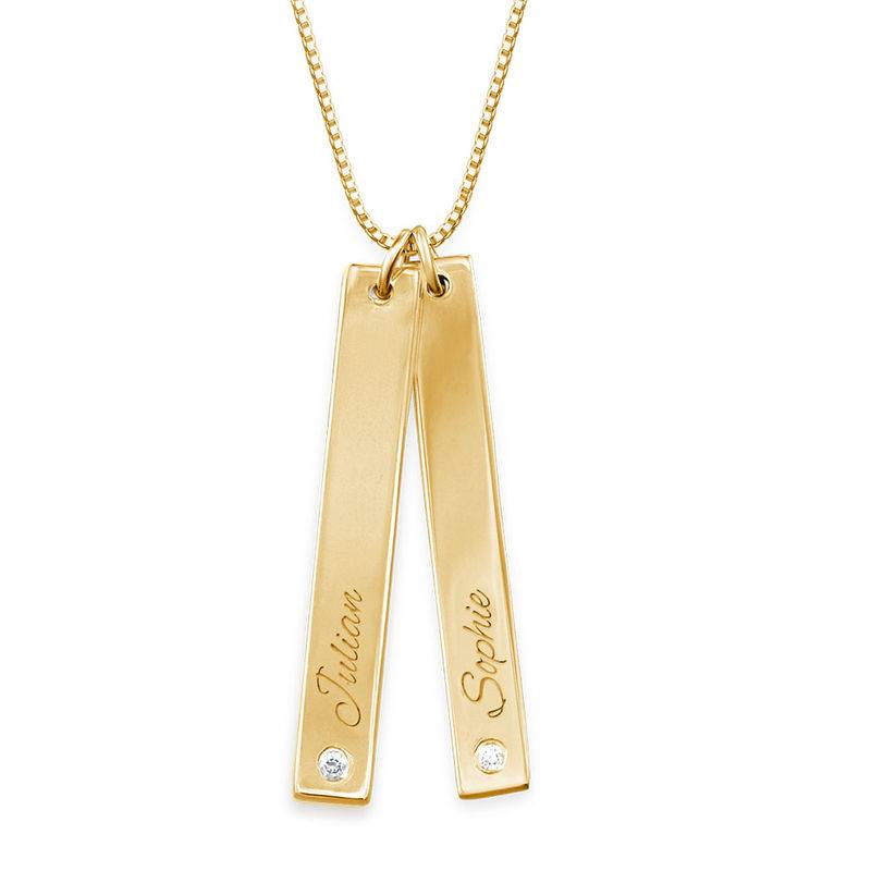 Vertical Bar Necklace Gold Plated with Diamond-5 product photo