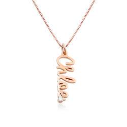 Vertical Diamond Name Necklace in Cursive in Rose Gold Plated product photo