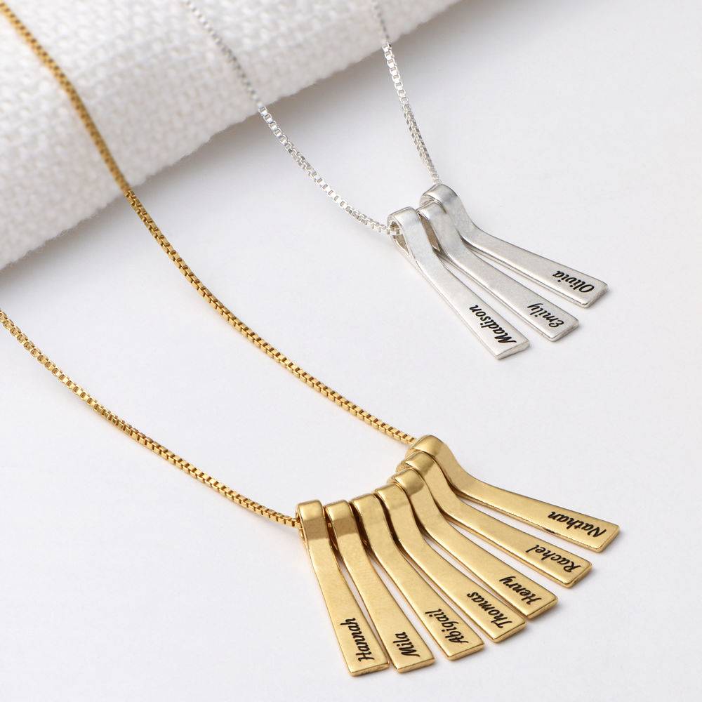 Xylophone Bar Necklace with Kids Names in Gold Plating