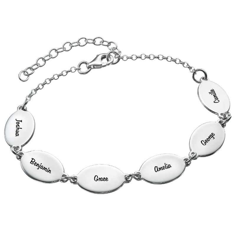 Bracelet de famille personnalisé pour Maman avec le nom des enfants -Pendentifs ovales
