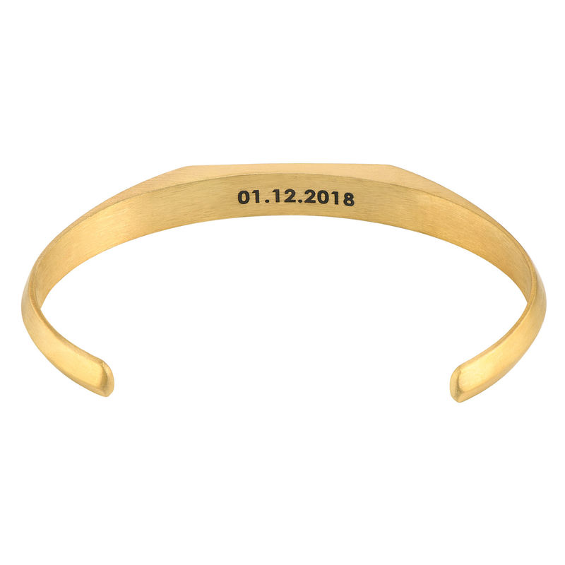 Bracelet manchette étroit pour homme en acier inoxydable plaqué or - 1 photo du produit