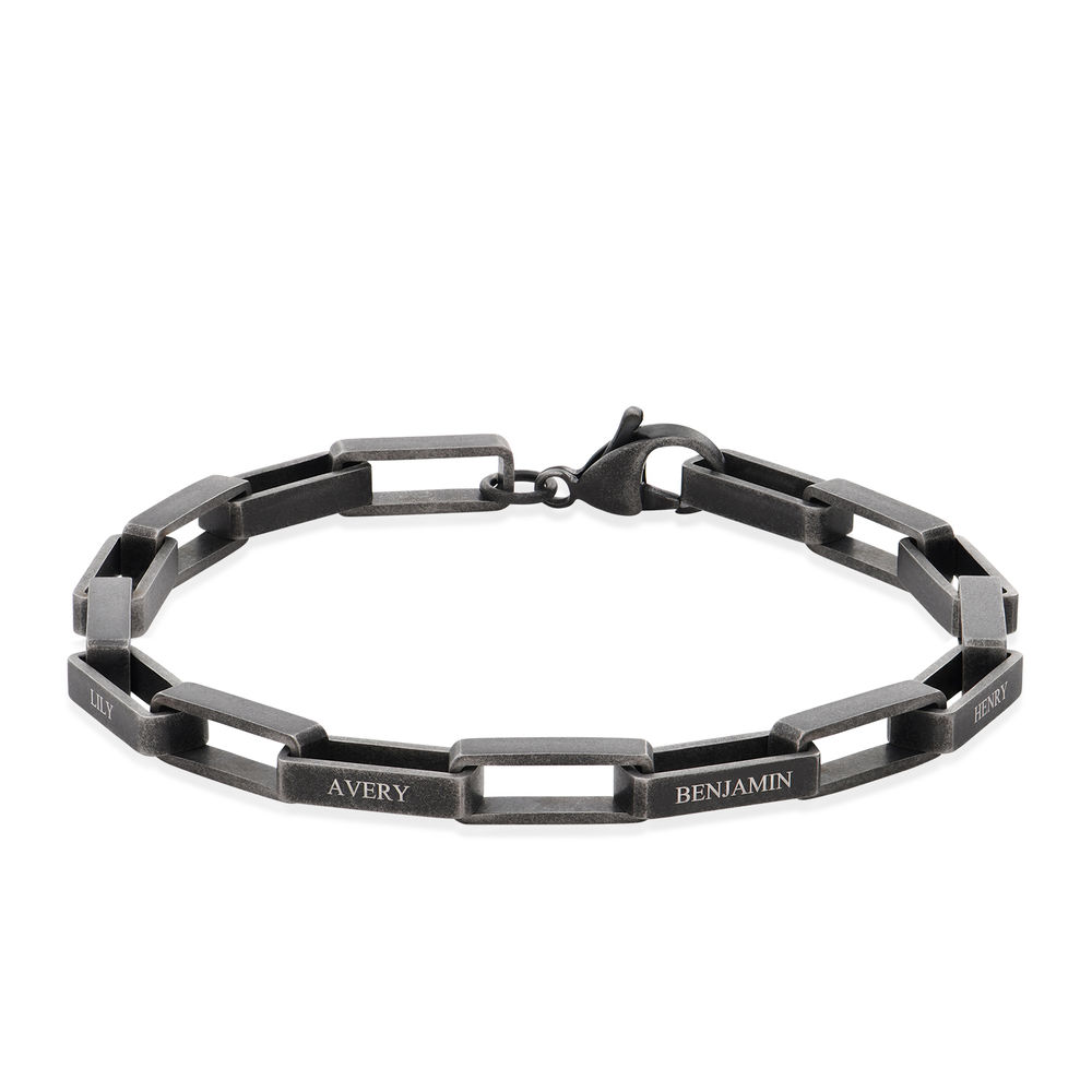 Bracelet pour homme à maillons carrés personnalisé en  Acier inoxydable noir photo du produit