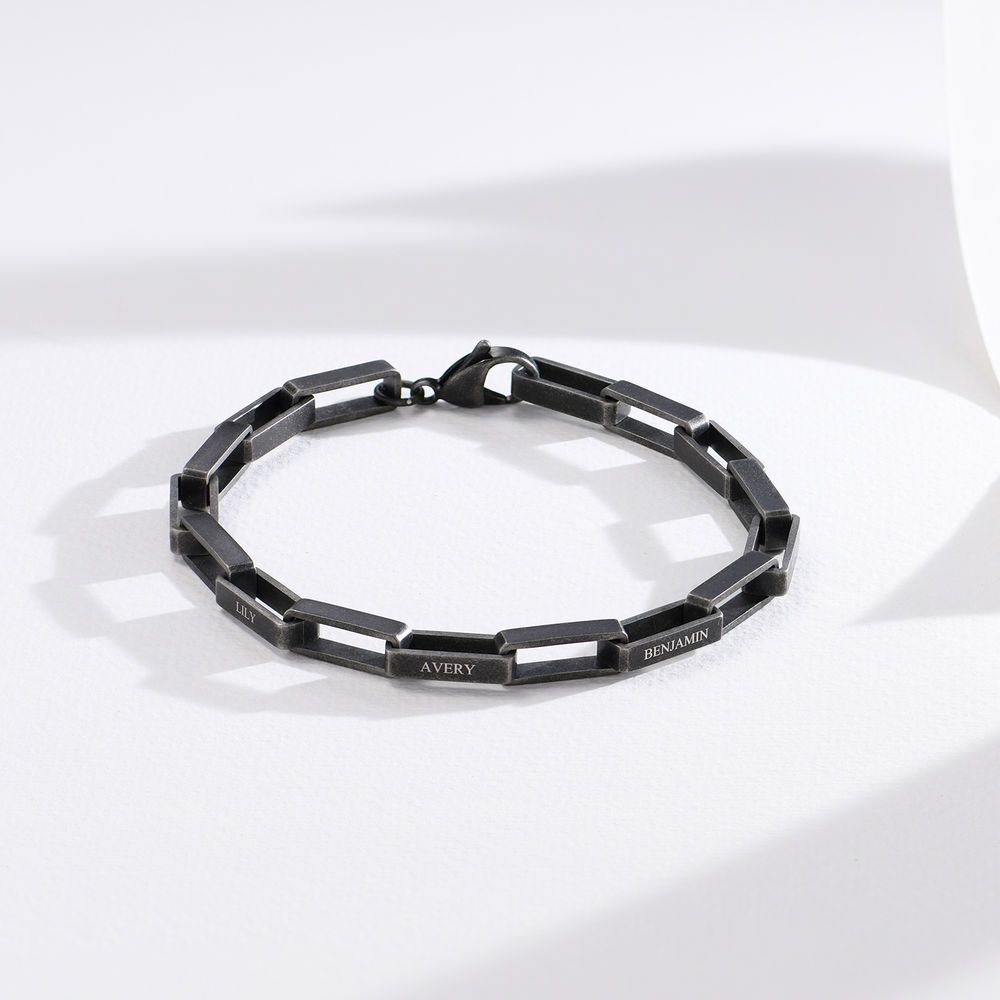 Bracelet pour homme à maillons carrés personnalisé en  Acier inoxydable noir - 1 photo du produit