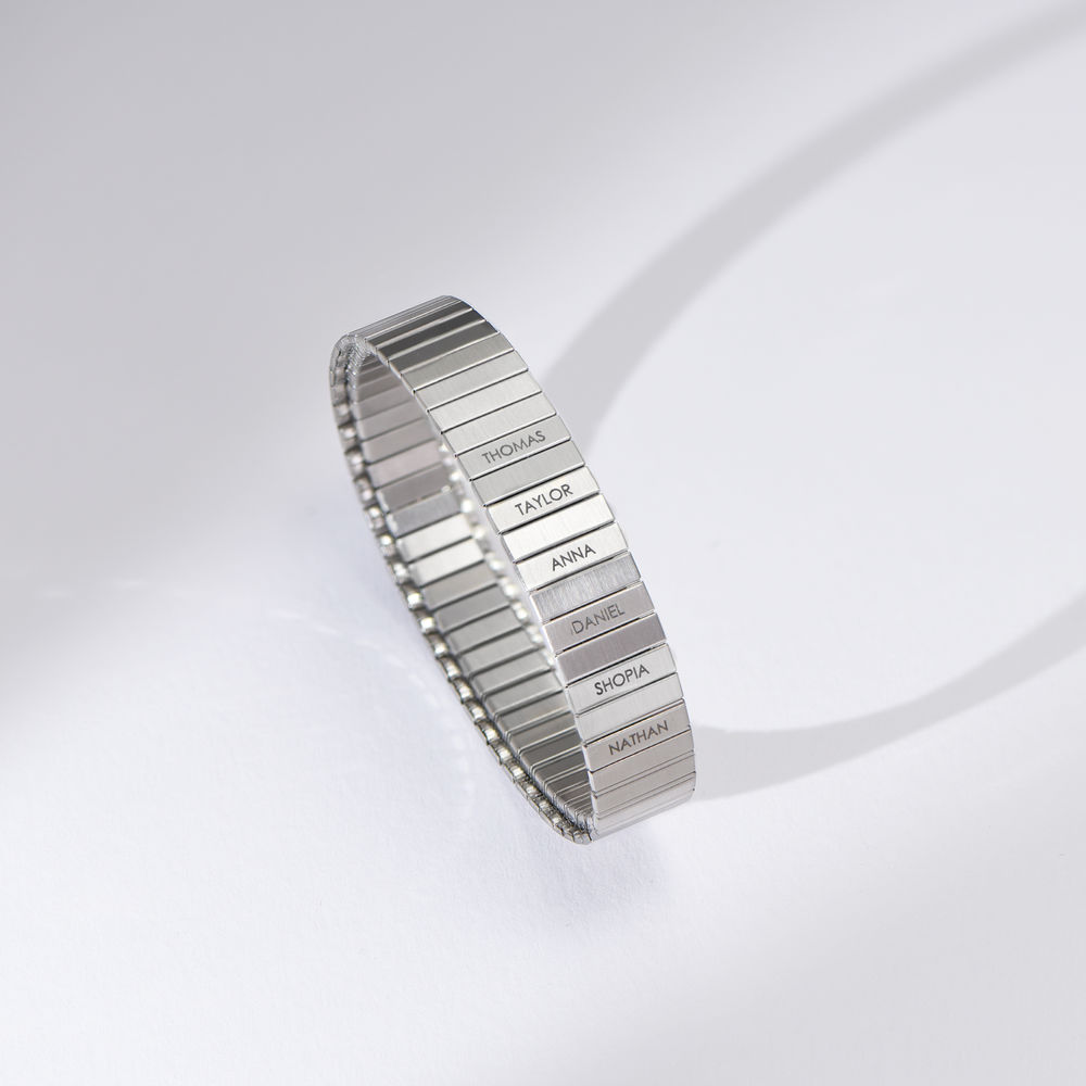 Bracelet extensible Homme avec gravures en acier inoxydable mat - 1 photo du produit