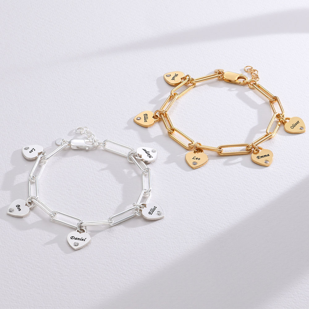 Bracelet Rory avec Charms Coeur en Diamant Personnalisé en Or Vermeil - 1 photo du produit