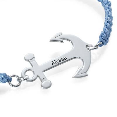 Bracelet Ancre Gravée Cordon - 1