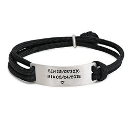Bracelet corde pour homme avec barre gravée photo du produit
