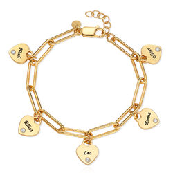 Bracelet Rory avec Charms Coeur en Diamant Personnalisé en Plaqué Or photo du produit