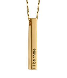 Engraved 3D Bar Necklace in Gold Plating