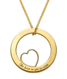 Family Love Circle Pendant Necklace with Gold Plating