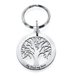 Personalized Family Tree Keychain in Sterling Silver