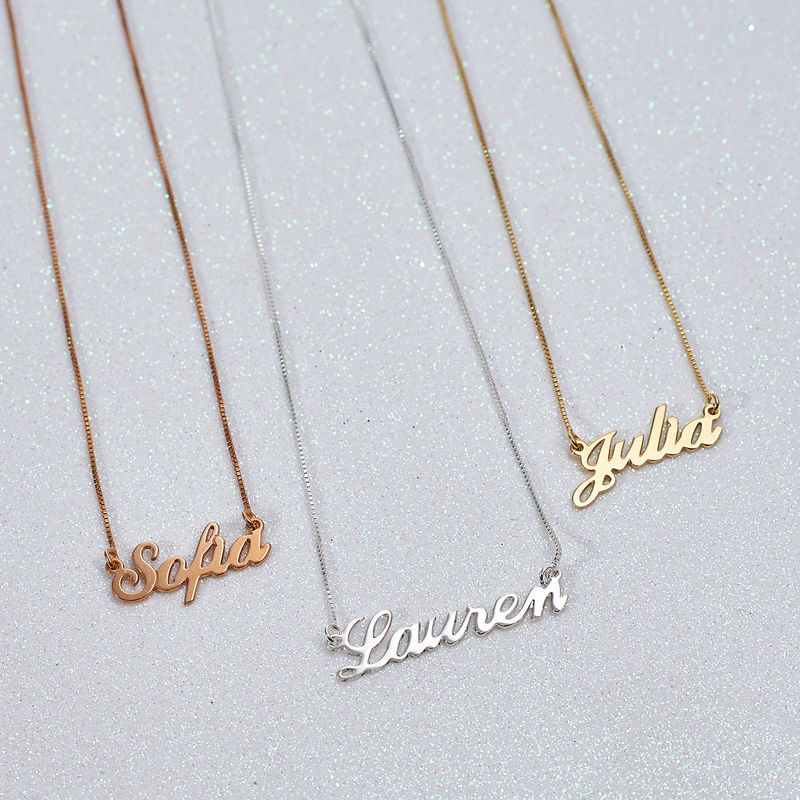 Personalized Classic Name Necklace in 18k Rose Gold Plating - 1