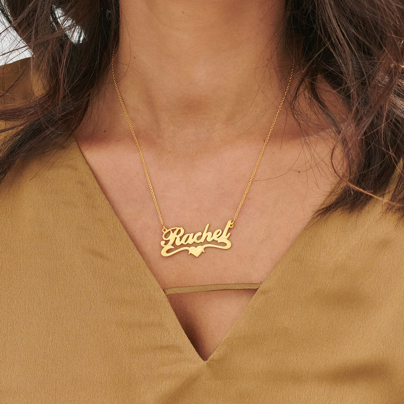 18k Gold Plated Middle Heart Name Necklace - 1 product photo