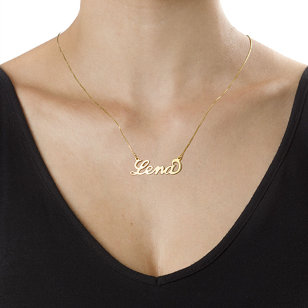 14k Gold Double Thickness Carrie Style Name Necklace - 1 product photo