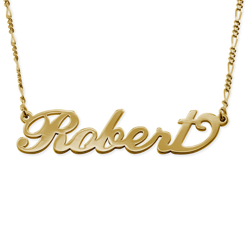 Extra Thick Name Necklace With Cuban Chain for Men in 18k Gold Plating product photo
